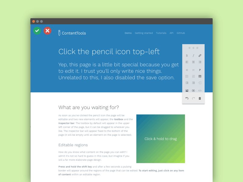 不得不佩服,美观小巧的网页内容编辑器——ContentTools