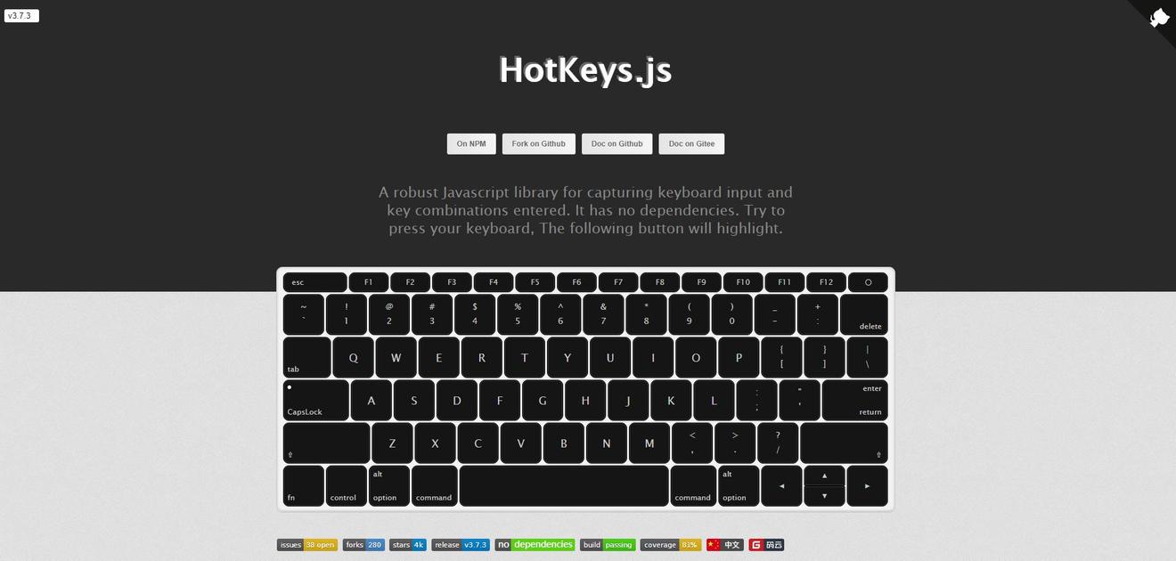 Web交互开发精品库推荐,让键盘交互变得更加简单——HotKeys.js
