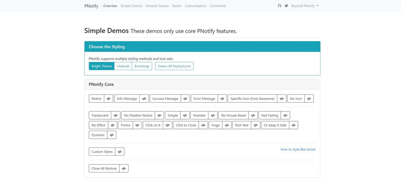 Web端免费且漂亮的通知提示组件——PNotify