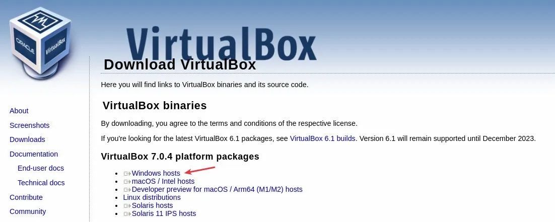 VirtualBox for Windows 的下载位置
